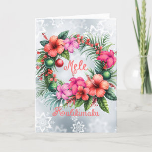 Tarjeta Festiva Mele Kalikimaka Hibisco Hawaiano