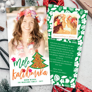 Tarjeta Festiva Mele Kalikimaka Hibiscus Christmas Tree Photo