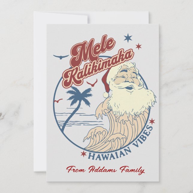 Tarjeta Festiva Mele Kalikimaka Merry Christmas Flat Holiday Card (Anverso)