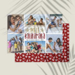 Tarjeta Festiva Mele Kalikimaka Modern Photo Collage Hawaiian<br><div class="desc">Modern typography photo collage holiday card features 6 photos,  Mele Kalikimaka typography script in trendy capital lettering,  family name and a year on the front. Perfect elegant and simple card to wish your family and friends happy holidays.</div>