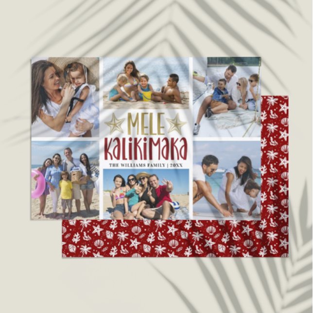 Tarjeta Festiva Mele Kalikimaka Modern Photo Collage Hawaiian (Subido por el creador)