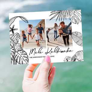 Tarjeta Festiva Mele Kalikimaka Moderno Dos Navidades de fotografí