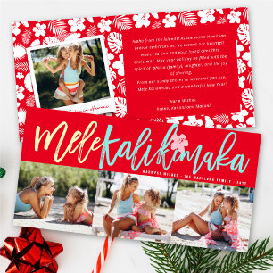 Tarjeta Festiva Mele Kalikimaka Navidades de Brush 3 Collage de fo