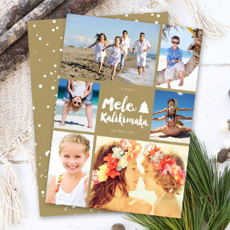Tarjeta Festiva Mele Kalikimaka Navidades de Brush 6 Collage de fo