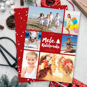 Tarjeta Festiva Mele Kalikimaka Navidades de Brush 6 Collage de fo
