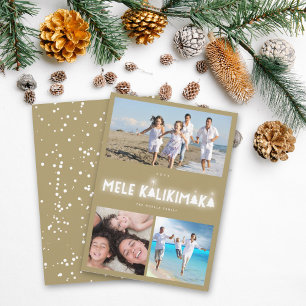 Tarjeta Festiva Mele Kalikimaka Navidades del Collage de fotos Glo