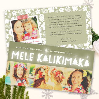 Tarjeta Festiva Mele Kalikimaka Navidades Glow 3 Collage de fotos