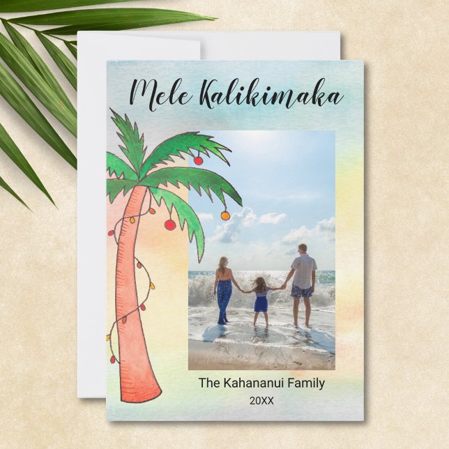Tarjeta Festiva Mele Kalikimaka Palm Tree Photo (Subido por el creador)