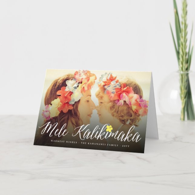 Tarjeta Festiva Mele Kalikimaka Script Moderno Navidades Photo (Anverso)
