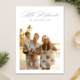 Tarjeta Festiva Mele Kalikimaka Script Tropical Family Photo