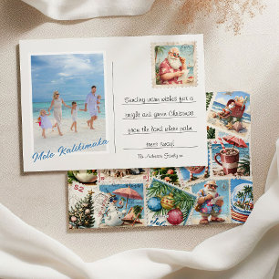 Tarjeta Festiva Mele Kalikimaka Sellos Tropicales Fotográficos