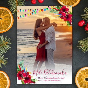 Tarjeta Festiva Mele Kalikimaka Tropical Hawaii Floral Foto 