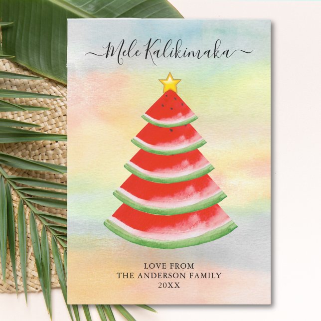 Tarjeta Festiva Mele Kalikimaka Watermelon (Subido por el creador)