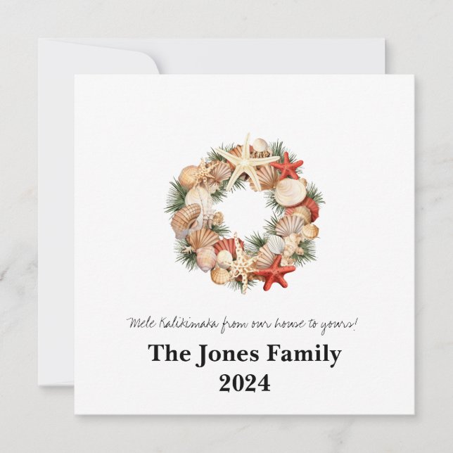 Tarjeta Festiva Mele Kalikimaka Wreath (Anverso)