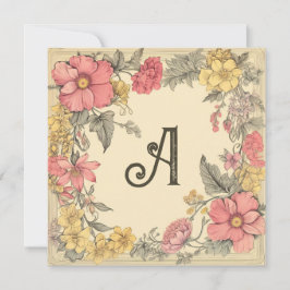 Tarjeta Festiva Melón rosa, crema y amarillo: notecnológicos monog