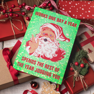 Tarjeta Festiva Meme divertido de Santa