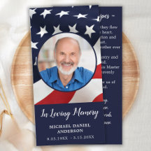 Memorial Poem Prayer Card Stars & Stripes Bookmark