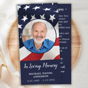 Tarjeta Festiva Memorial Poem Prayer Card Stars & Stripes Bookmark