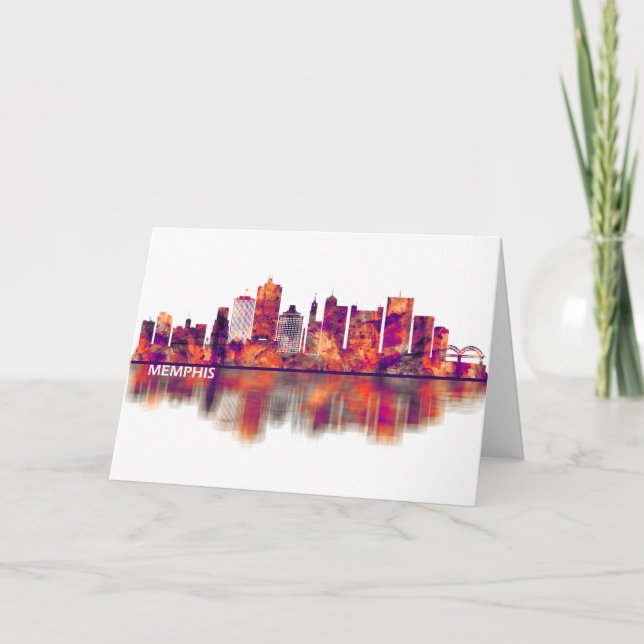 Tarjeta Festiva Memphis Tennessee Skyline (Anverso)