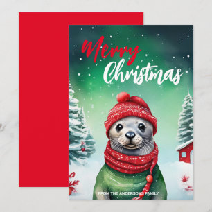 Tarjeta Festiva Menor de la MOM Seal santa Navidades Nombre de fes