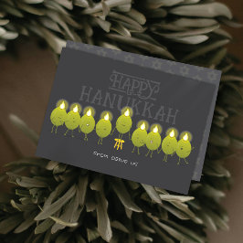 Tarjeta Festiva Menorá de Hanukkah Aceitunas | Grupo Gris Oscuro
