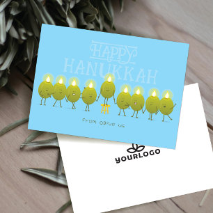Tarjeta Festiva Menorá de Hanukkah de Aceitunas Logotipo de la e