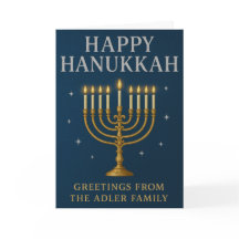 Menorah elegante, estrellas y Hanukkah azul real