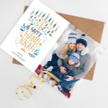 Tarjeta Festiva Menorah Feliz Hanukkah Foto<br><div class="desc">Diseño festivo Menorah Happy Hanukkah Photo Holiday.</div>