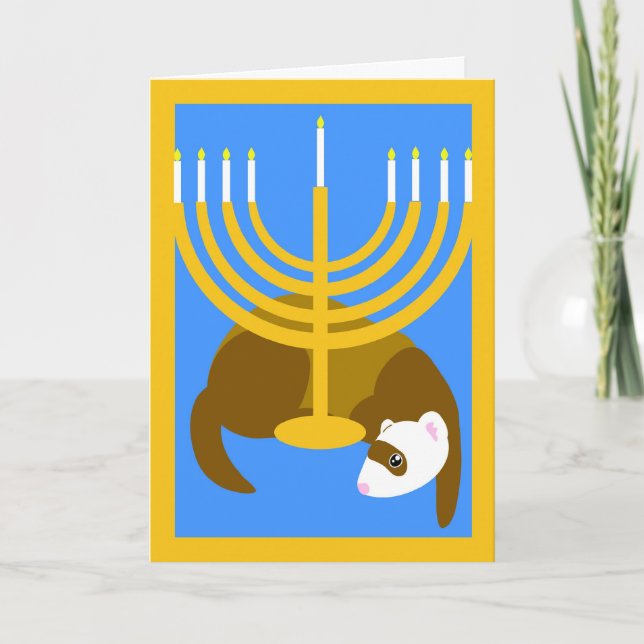 Tarjeta Festiva Menorah ferret (Anverso)