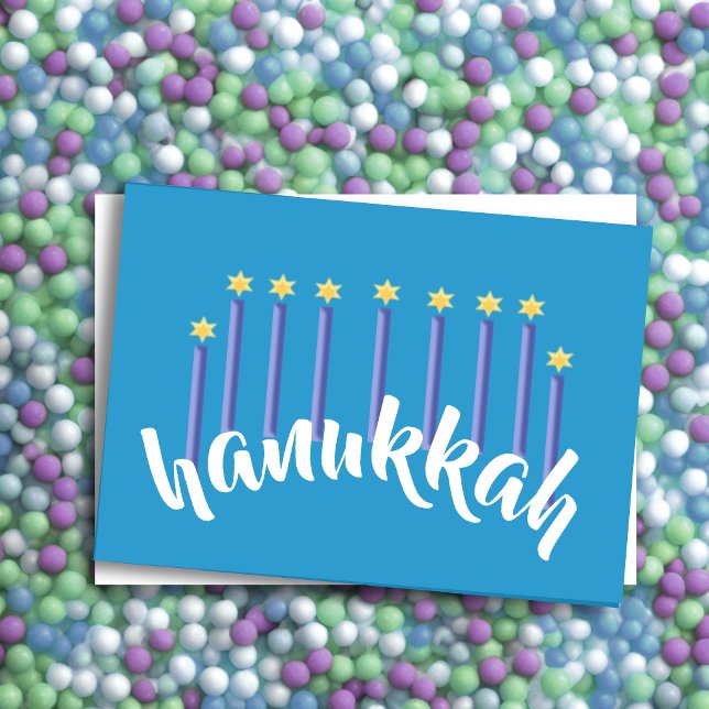 Tarjeta Festiva Menorah Hanukkah Estrella de las Velas de David Bl (Subido por el creador)