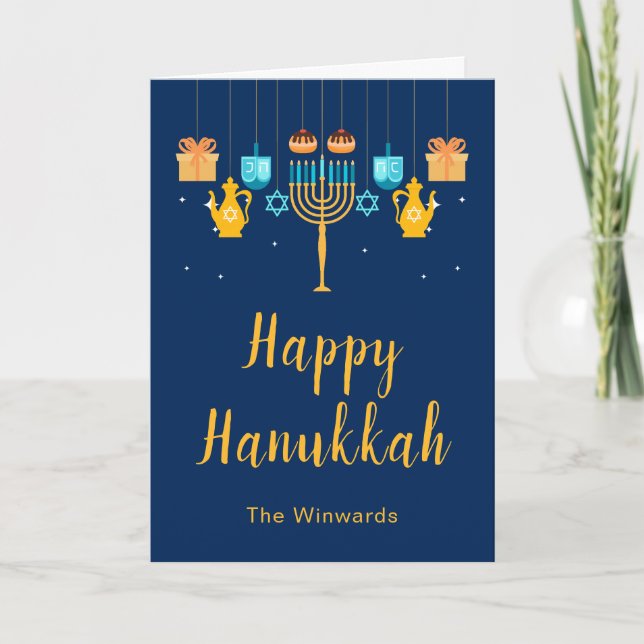Tarjeta Festiva Menorah Hanukkah Party  (Anverso)