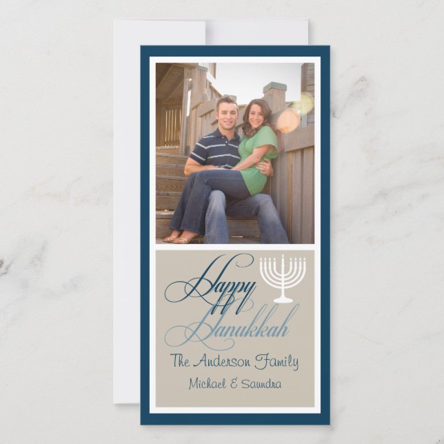 Tarjeta Festiva Menorah Hanukkah Photo Card (Anverso)