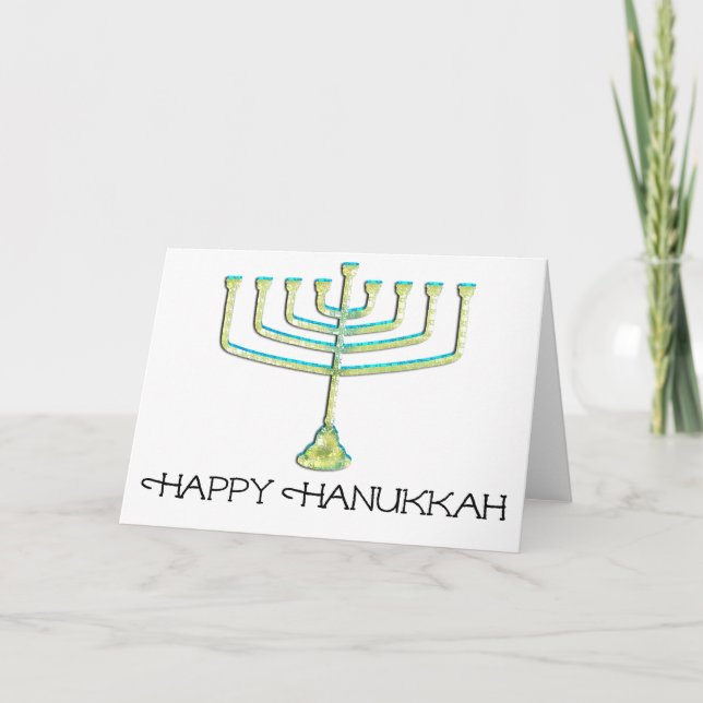 Tarjeta Festiva Menorah Happy Hanukkah (Anverso)