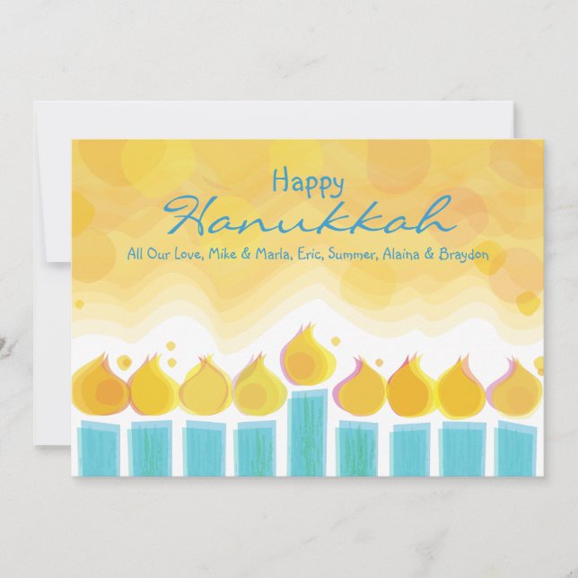 Tarjeta Festiva MENORAH LIGHTS Hanukkah Holiday Card (Anverso)