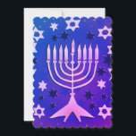Tarjeta Festiva Menorah - Llanto feliz de Hanukkah<br><div class="desc">Menorah - Feliz tarjeta de vacaciones plana Hanukkah</div>
