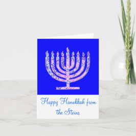 Tarjeta Festiva Menorah rosado azul 4Henry