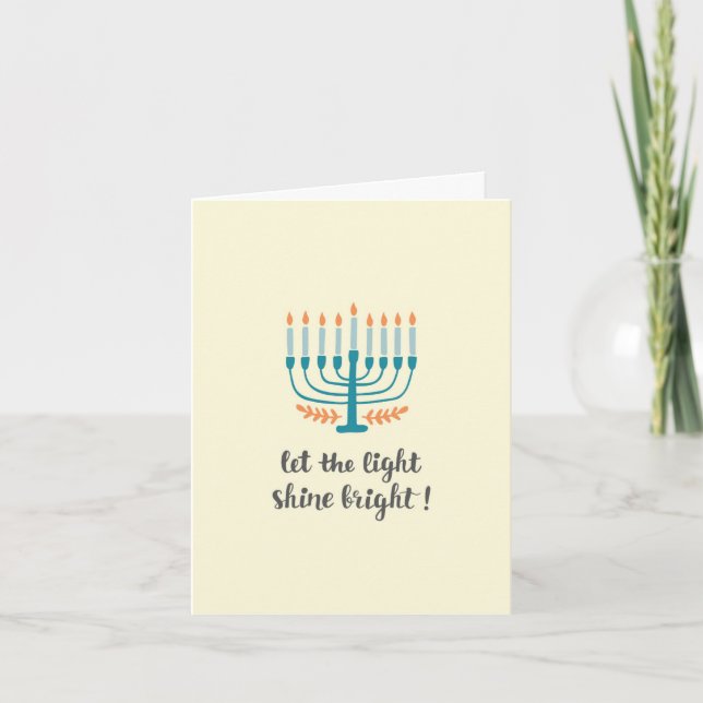 Tarjeta Festiva Menorah, Velas Liviadas, Dejar Luminoso Luminoso (Anverso)