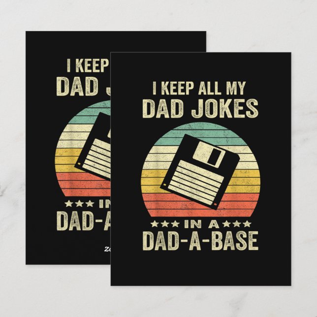 Tarjeta Festiva Mens Funny dad Jokes in dad-a-Base (Anverso / Reverso)