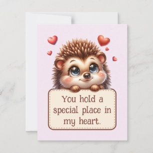 Tarjeta Festiva Mensaje de amor de día de San Valentín Cute Hedgeh