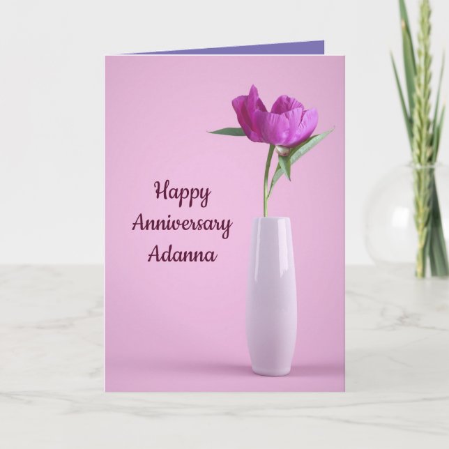 Tarjeta Festiva Mensaje de aniversario floral para ella (Anverso)