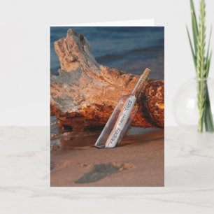 Tarjeta Festiva Mensaje de Año Nuevo en una botella