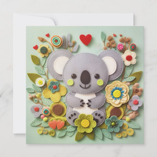 Tarjeta Festiva Mensaje de Día de San Valentín de Cute Koala (Anverso)