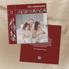 Tarjeta Festiva Mensaje de foto de Garland Foliage de Borgoña