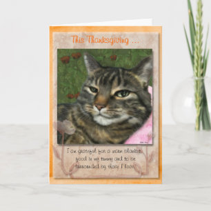 Tarjeta Festiva Mensaje de la acción de gracias de su gato
