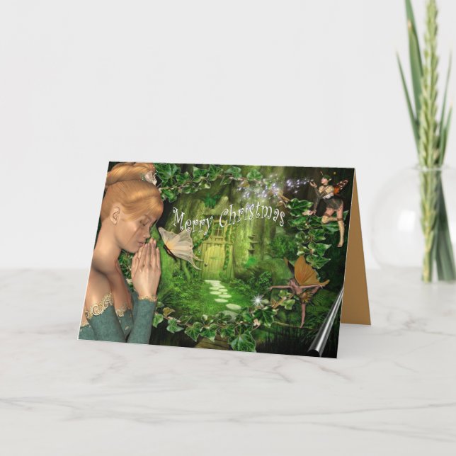 Tarjeta Festiva Mensaje de Navidades de venta al hadas (Anverso)