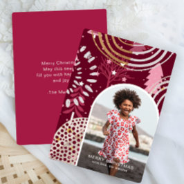 Tarjeta Festiva Mensaje de saludo de foto de bonito Pink Merry Chr