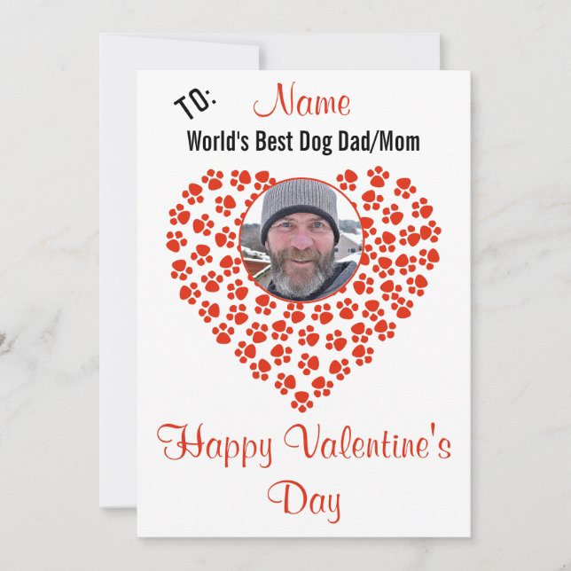 Tarjeta Festiva Mensaje de San Valentín personalizable con huella  (Anverso)