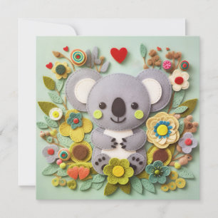 Tarjeta Festiva Mensaje del Día de San Valentín del Koala Adorable