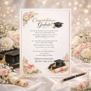 Tarjeta Festiva Mensaje Floral de Graduación Inspirador 