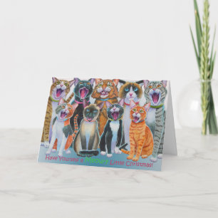 Tarjeta Festiva Mensaje impreso de gatos de carga dentro